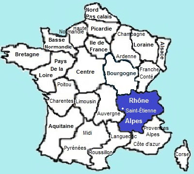 Carte de France Rhône-Alpes